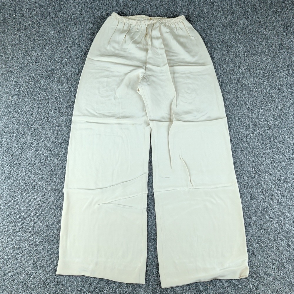 Peter‎ Cohen Pants Size M Womens Cream 100% Silk Wide Leg Made in USA Luxury
